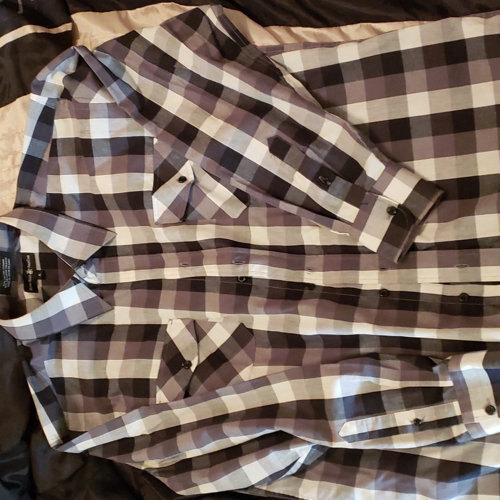 Black Checkered Button-up